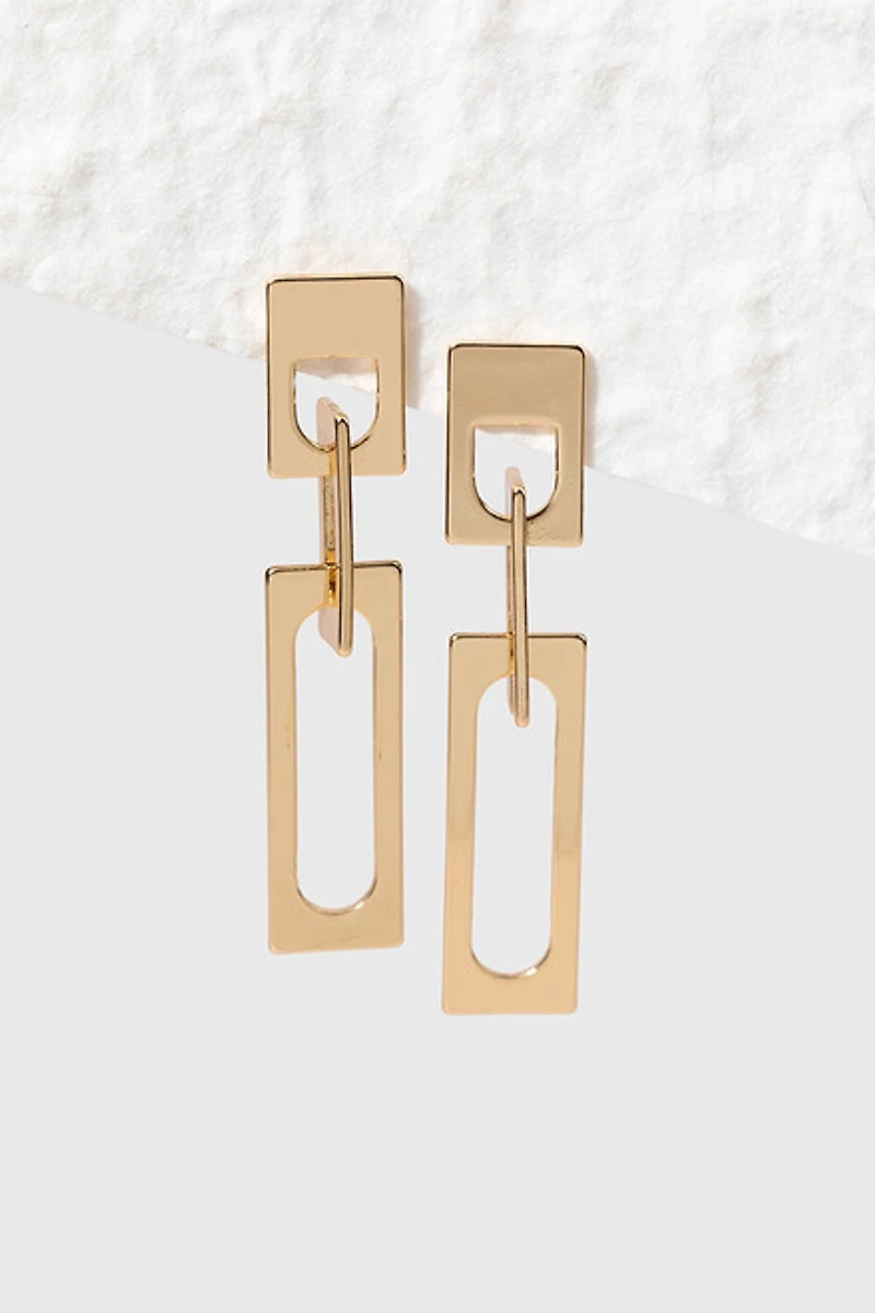 Jayne Interlocked Geometric Shape Gold Drop Earrings