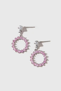 Sally Open Crystal Cluster Circle Drop Earrings