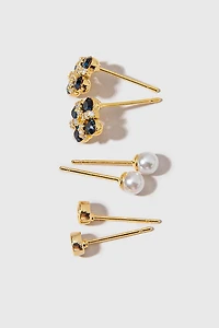 Kerry Pearl And Crystal Mix Style Stud Earring Set