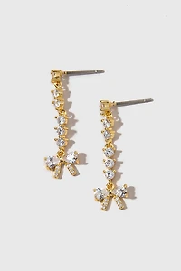 Beth Delicate Linear Crystal Bow Drop Earrings