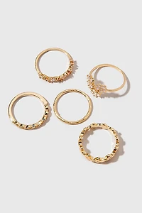 Gabriela Mix Style Cluster Flower Gold Ring Set