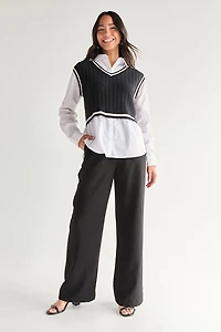 Sandra Twofer Cable Knit Sweater Vest