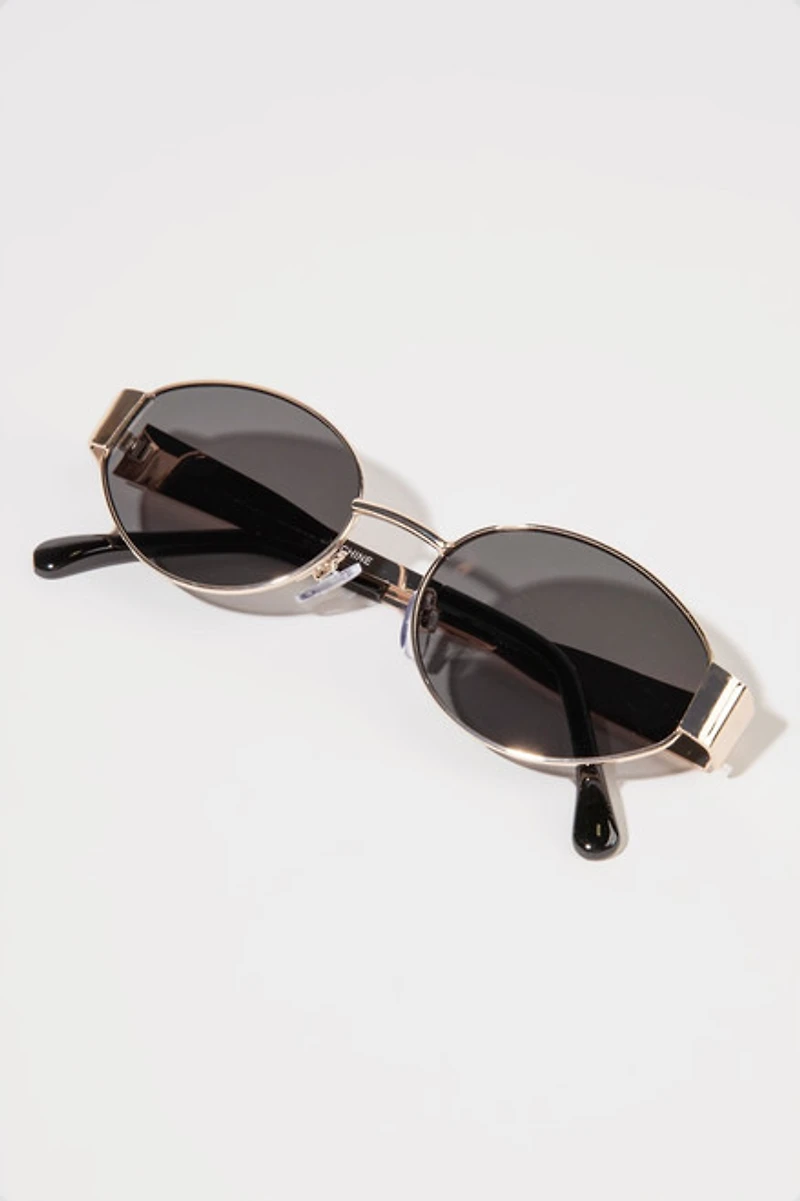 Rachel Thin Oval Frame With Thick Metal Sides Sunglasses