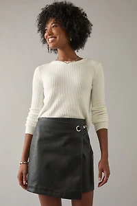 Caitlin Side Buckle Faux Leather Mini Skirt