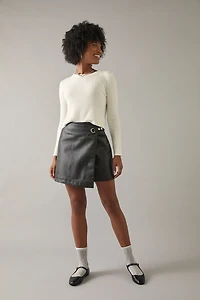 Caitlin Side Buckle Faux Leather Mini Skirt