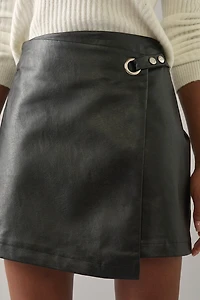 Caitlin Side Buckle Faux Leather Mini Skirt