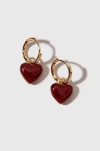 Harriet Enamel Puffy Heart On Huggie Hoop Earrings