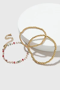 Janis Tonal Glass Bead And Gold Bracelet Set