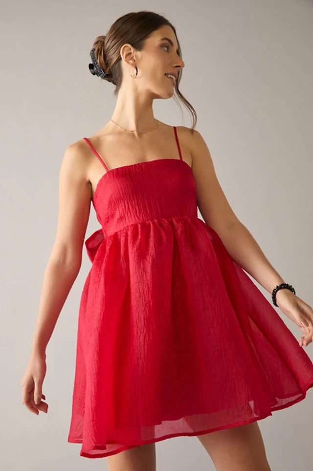 Francesca's Roxie Bow Back Babydoll Mini Dress | Pacific City