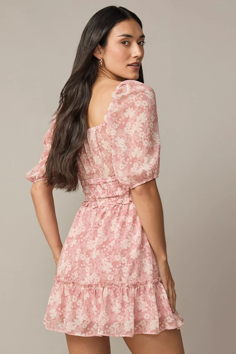 Nina Floral Waisted Emma Mini Dress