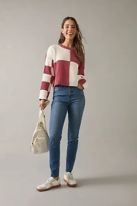 Mila Checkered Crewneck Chenille Pullover
