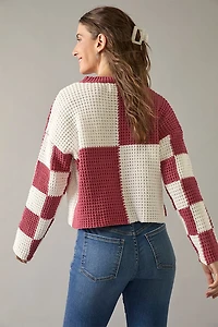Mila Checkered Crewneck Chenille Pullover
