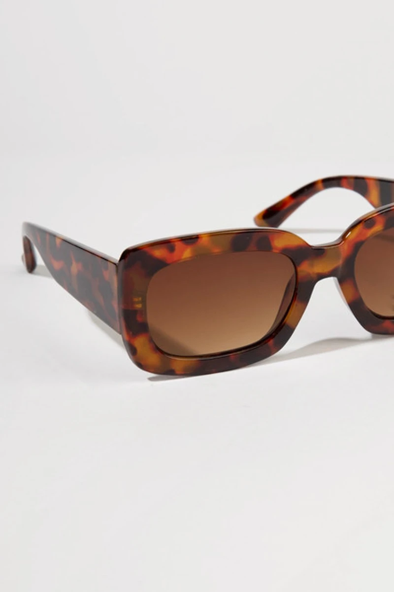 Tami Oversized Rectangle Tort Shell Sunglasses