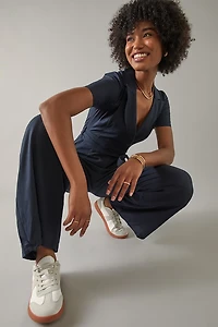 Dianne Short Sleeve Tie Waist Utility Jumpsuit