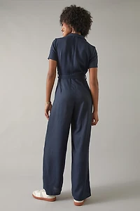 Dianne Short Sleeve Tie Waist Utility Jumpsuit