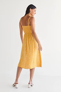 Megan Ruffle Strap And Neckline Floral Midi Dress