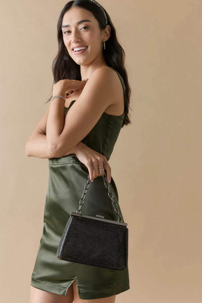 Stella Rhinestone Chain Strap Clutch Handbag