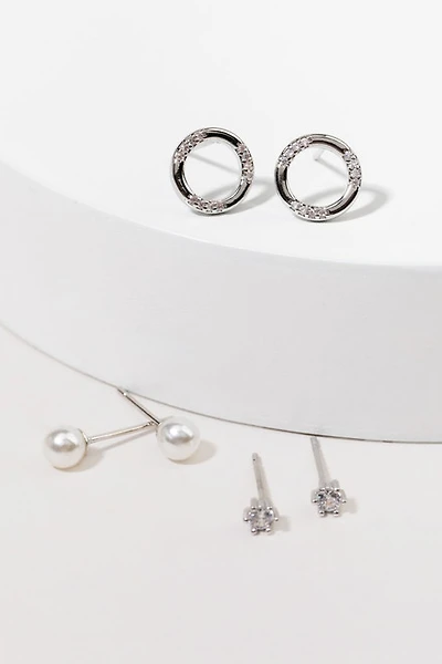 Angelina Hoops Pearls And Studs Earring Set