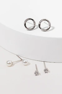 Angelina Hoops Pearls And Studs Earring Set