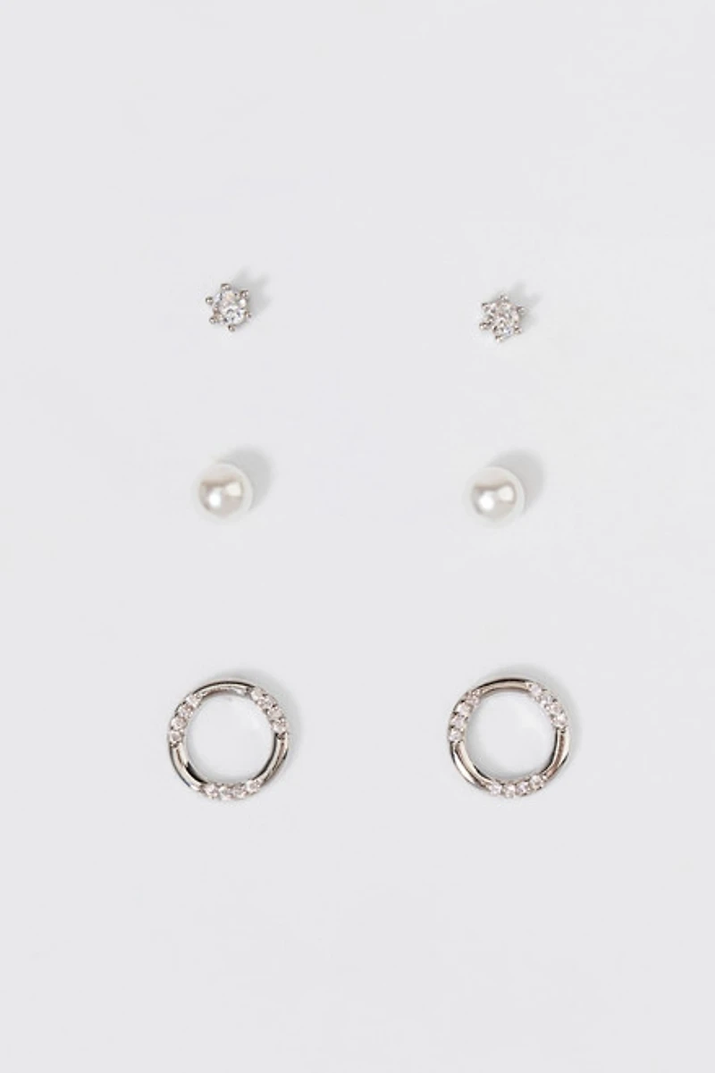 Angelina Hoops Pearls And Studs Earring Set