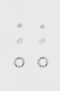 Angelina Hoops Pearls And Studs Earring Set
