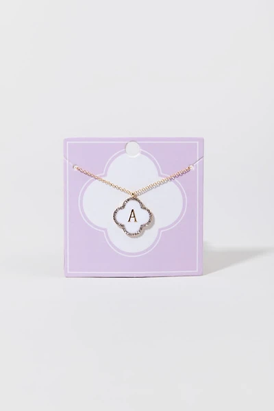 Initial Boxed Carded Pearl Clover Pendant Necklace