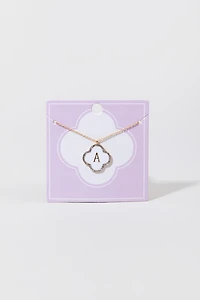 Initial Boxed Carded Pearl Clover Pendant Necklace