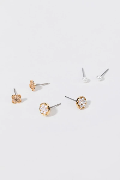 Bernadette Pearl And Gold Earring Set