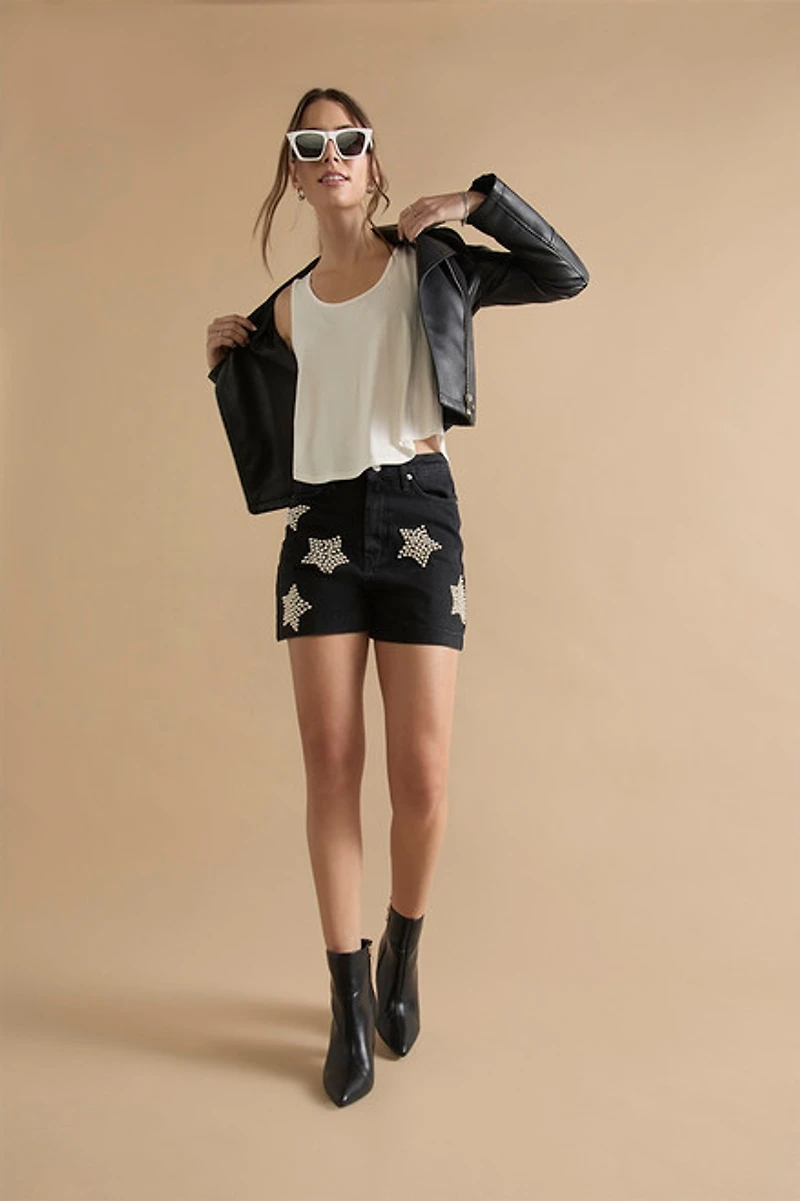 Gail Star Embellished Denim Shorts