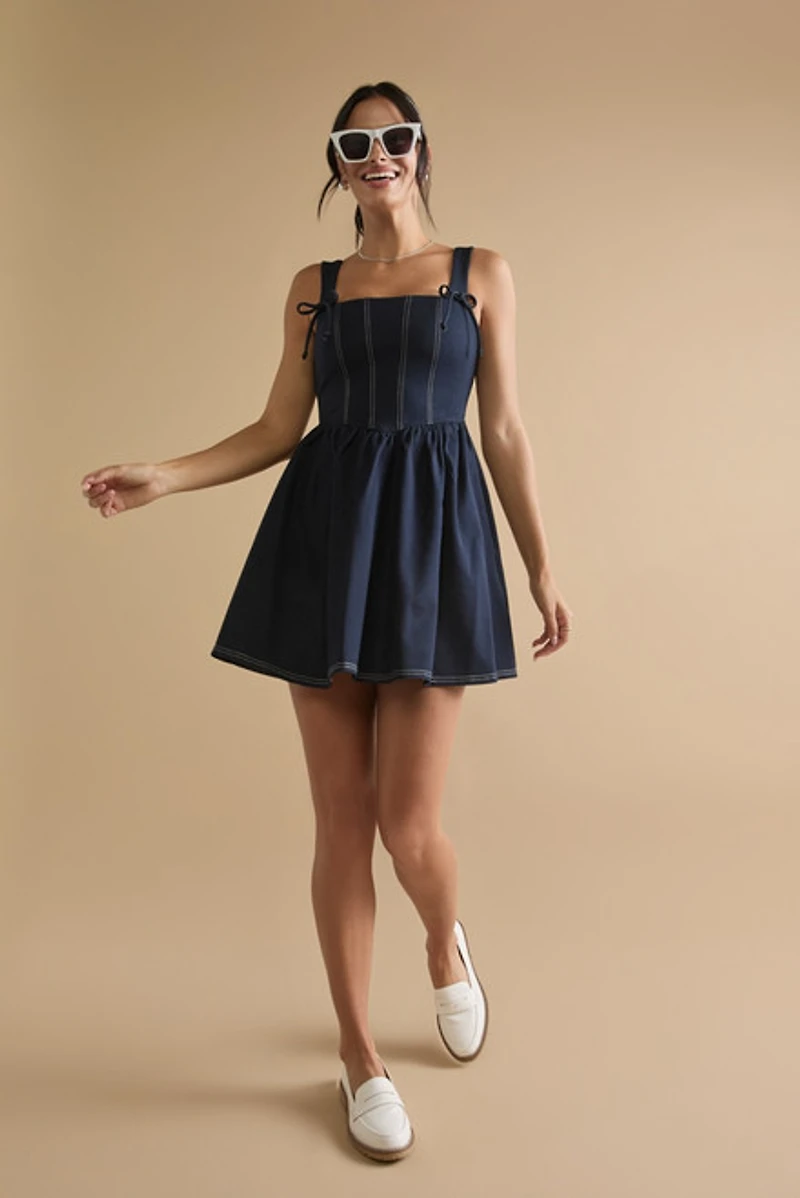 Diandra Denim Fit And Flare Mini Dress