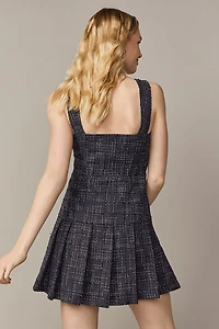 Jaime Tweed Button Pleated Bottom Mini Dress