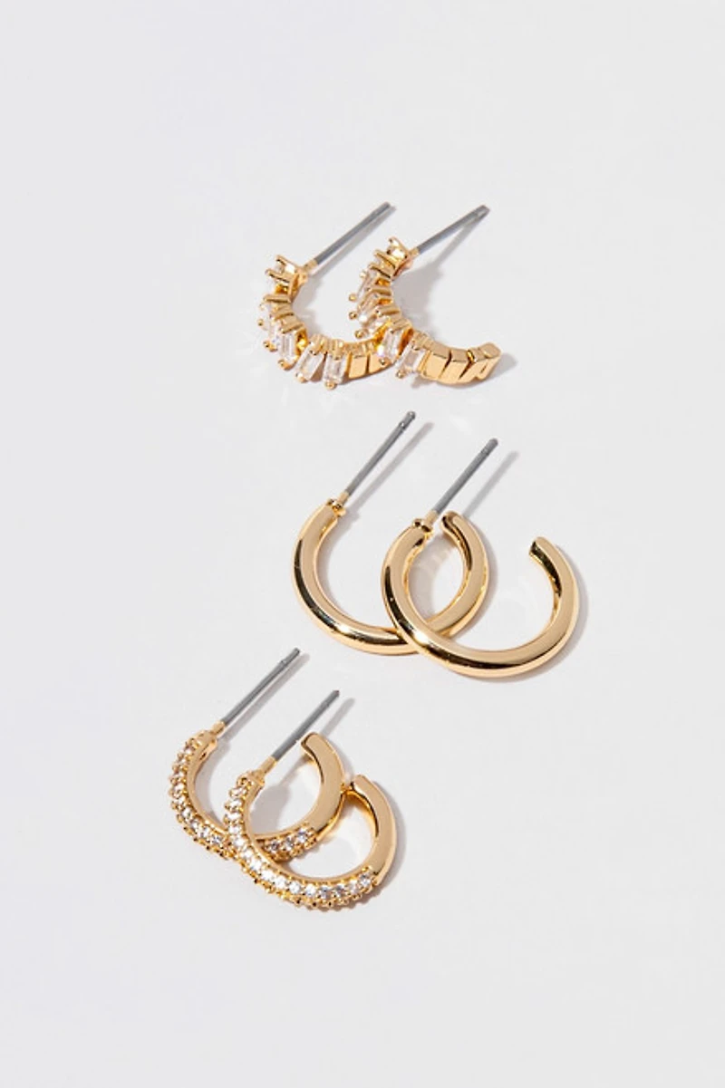 Kelly Mixed Crystal And Gold Hoop Earrings Set