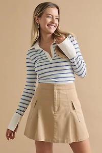Eva Striped Cuffed Long Sleeve Rugby Top