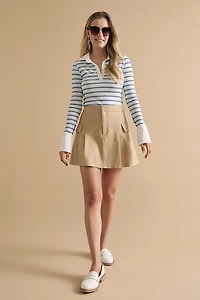 Eva Striped Cuffed Long Sleeve Rugby Top