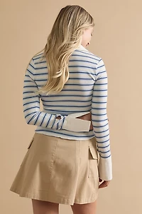 Eva Striped Cuffed Long Sleeve Rugby Top