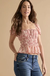 Nella Floral Puff Sleeve Emma Blouse Top