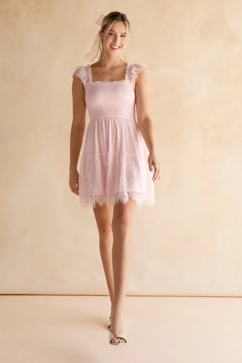 Bella Tulle Smocked Top Mini Dress