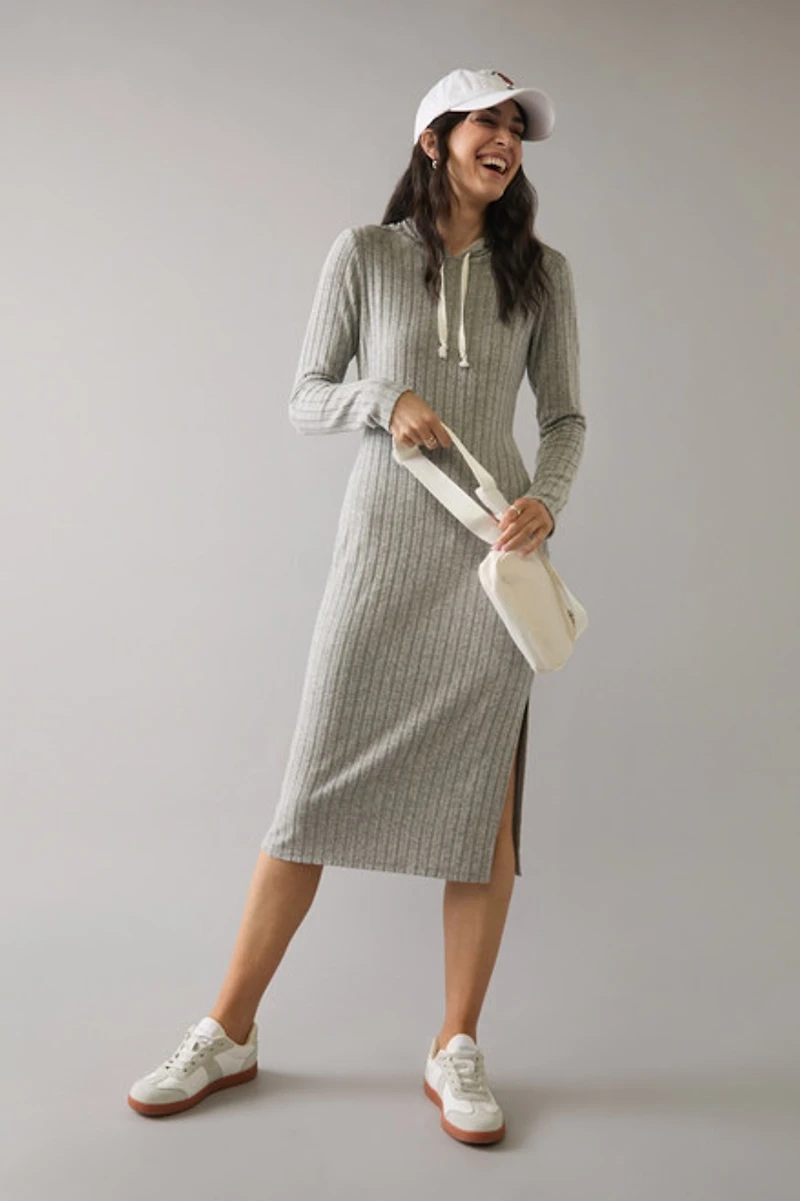 Delaney Knit Hooded Midi Dress