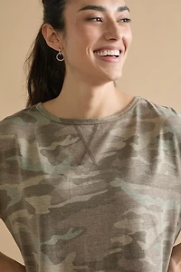Megan Camo Boxy Knit Tee