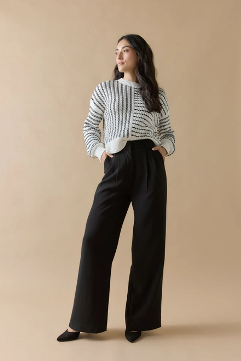 Mae Mixed Stripe Pattern Crewneck Pullover