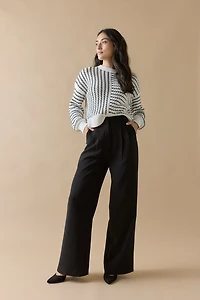 Mae Mixed Stripe Pattern Crewneck Pullover
