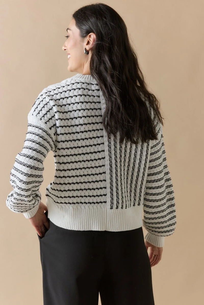 Mae Mixed Stripe Pattern Crewneck Pullover