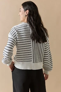 Mae Mixed Stripe Pattern Crewneck Pullover