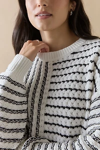 Mae Mixed Stripe Pattern Crewneck Pullover