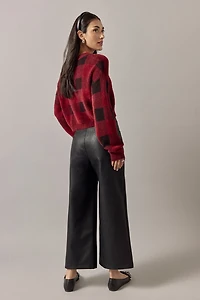 Vickie Faux Leather Culotte Cropped Wide Leg Pants