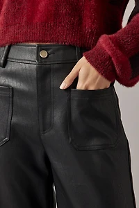 Vickie Faux Leather Culotte Cropped Wide Leg Pants