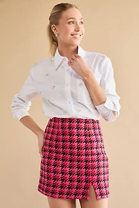 Katrina Houndstooth Tweed Mini Skirt