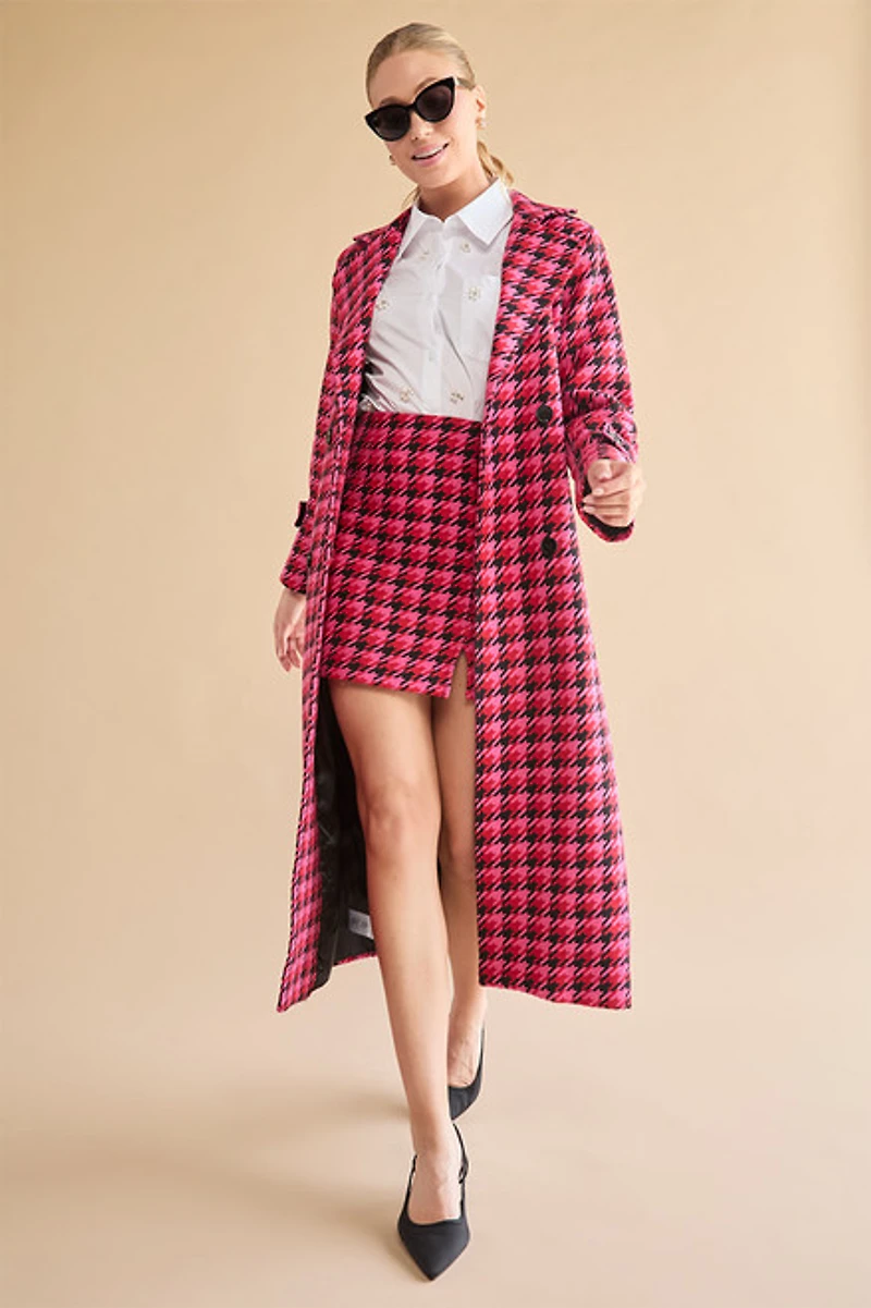 Katrina Houndstooth Tweed Mini Skirt