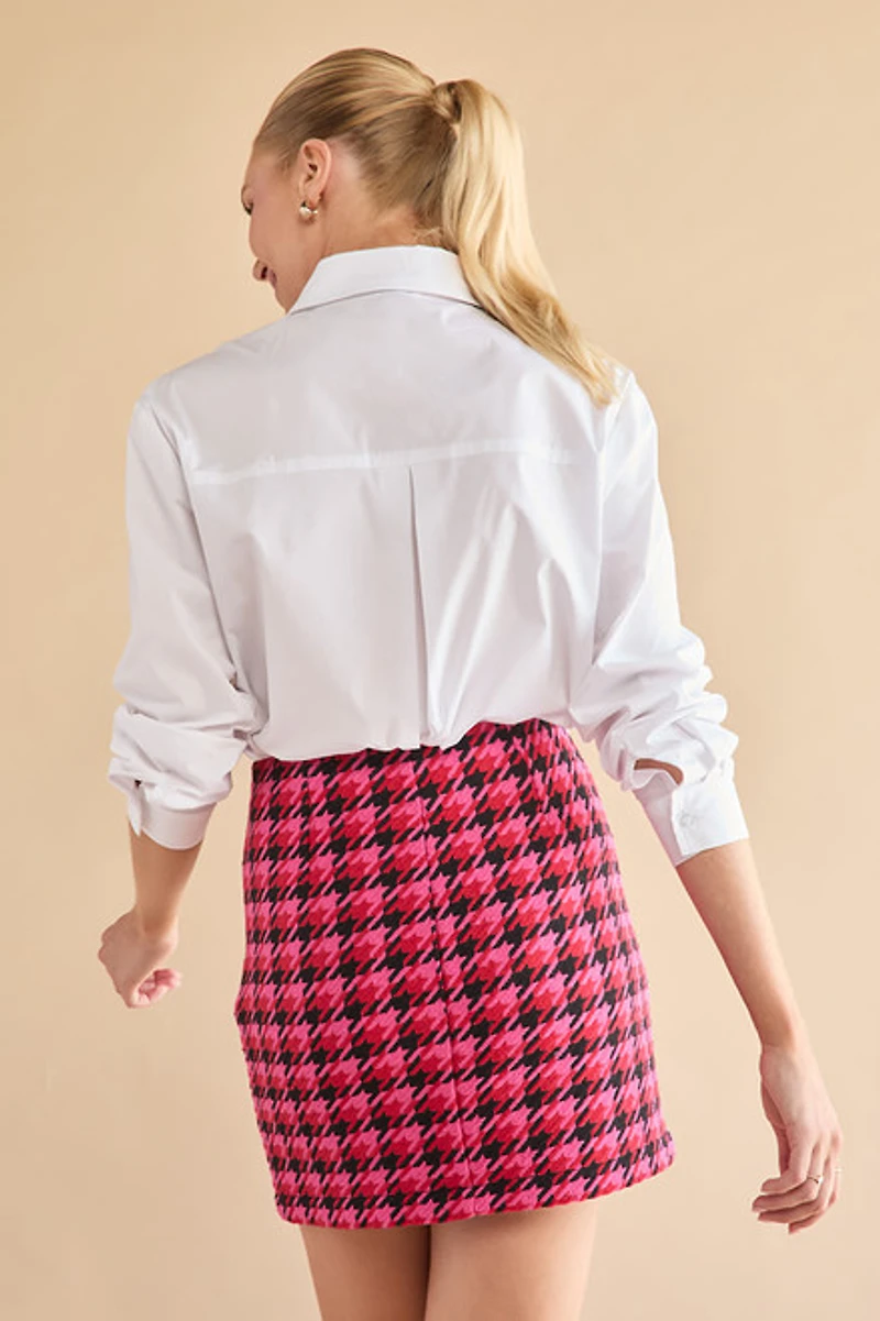 Katrina Houndstooth Tweed Mini Skirt