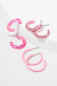 Lola Mixed Style Pink Hoop Earring Set